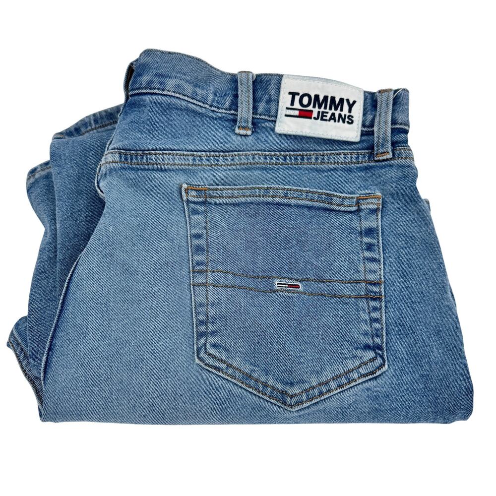 Tommy Hilfiger Jeans Mens 42 (42x31 ACTUAL) Slim Blue Denim Logo Patch